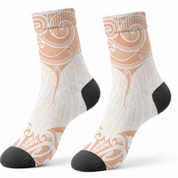 New Zealand Manta Ray Tattoo Crew Socks Aotearoa Maori Haehae Orange