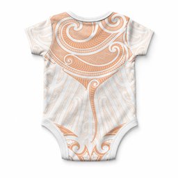 New Zealand Manta Ray Tattoo Baby Onesie Aotearoa Maori Haehae Orange