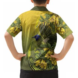 New Zealand Bellbird Hawaiian Shirt With Kowhai Flowers