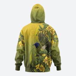 New Zealand Bellbird Hoodie With Kowhai Flowers