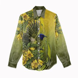 New Zealand Bellbird Women Casual Shirt With Kowhai Flowers