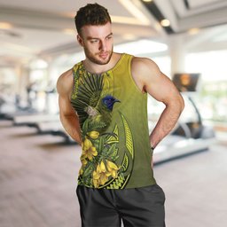 New Zealand Bellbird Men Tank Top With Kowhai Flowers