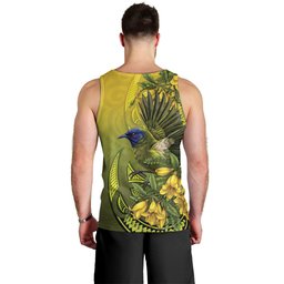 New Zealand Bellbird Men Tank Top With Kowhai Flowers