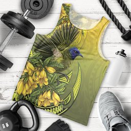 New Zealand Bellbird Men Tank Top With Kowhai Flowers