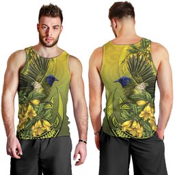 New Zealand Bellbird Men Tank Top With Kowhai Flowers