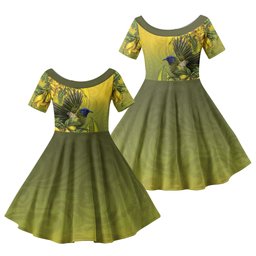 New Zealand Bellbird Family Matching Long Sleeve Bodycon Dress and Hawaiian Shirt With Kowhai Flowers