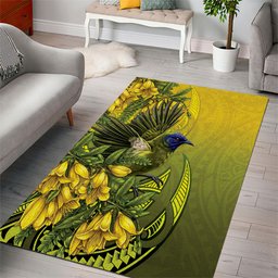 New Zealand Bellbird Area Rug With Kowhai Flowers