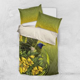 New Zealand Bellbird Bedding Set With Kowhai Flowers