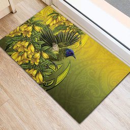 New Zealand Bellbird Rubber Doormat With Kowhai Flowers
