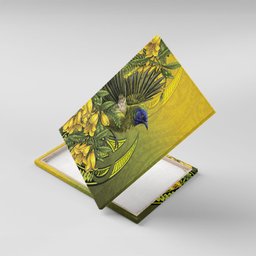 New Zealand Bellbird Canvas Wall Art With Kowhai Flowers