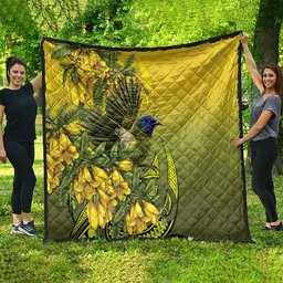 New Zealand Bellbird Quilt With Kowhai Flowers