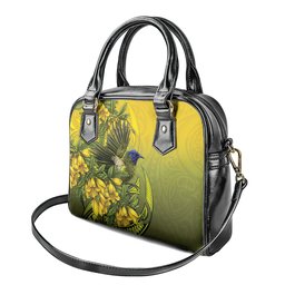 New Zealand Bellbird Shoulder Handbag With Kowhai Flowers