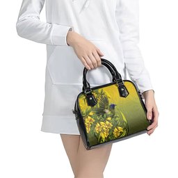 New Zealand Bellbird Shoulder Handbag With Kowhai Flowers