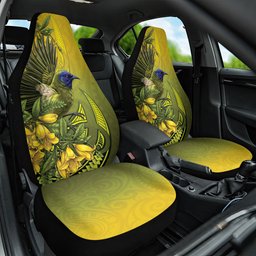 New Zealand Bellbird Car Seat Cover With Kowhai Flowers