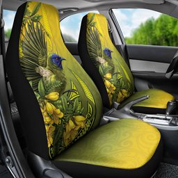 New Zealand Bellbird Car Seat Cover With Kowhai Flowers