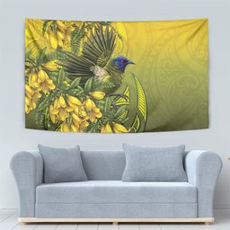 New Zealand Bellbird Tapestry With Kowhai Flowers