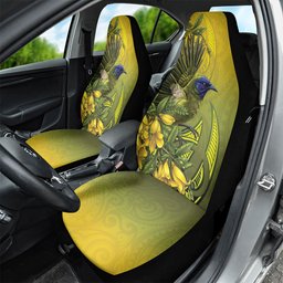 New Zealand Bellbird Car Seat Cover With Kowhai Flowers