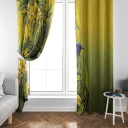 New Zealand Bellbird Window Curtain With Kowhai Flowers