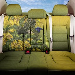 New Zealand Bellbird Back Car Seat Cover With Kowhai Flowers