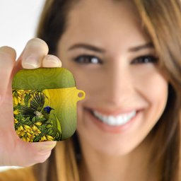 New Zealand Bellbird AirPods Case With Kowhai Flowers