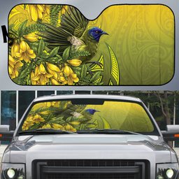 New Zealand Bellbird Auto Sun Shade With Kowhai Flowers