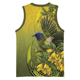 New Zealand Bellbird Basketball Jersey With Kowhai Flowers