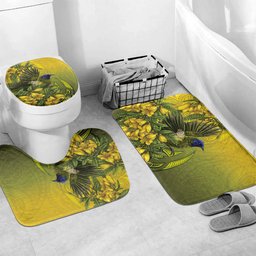 New Zealand Bellbird Bathroom Set With Kowhai Flowers