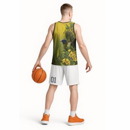 New Zealand Bellbird Basketball Jersey With Kowhai Flowers