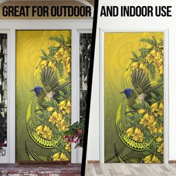 New Zealand Bellbird Door Cover With Kowhai Flowers