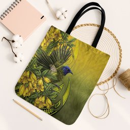 New Zealand Bellbird Tote Bag With Kowhai Flowers
