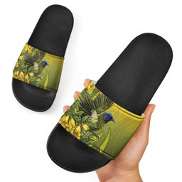 New Zealand Bellbird Slide Sandals With Kowhai Flowers