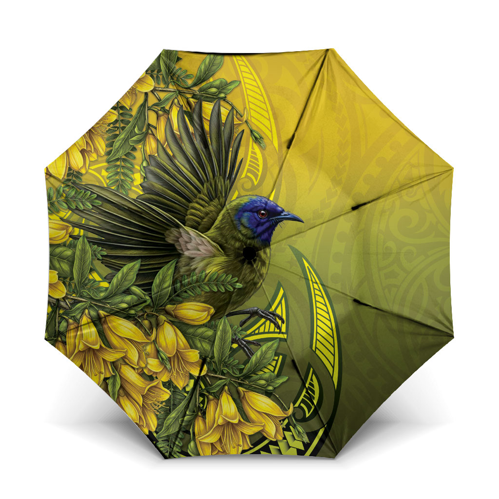 New Zealand Bellbird Umbrella With Kowhai Flowers