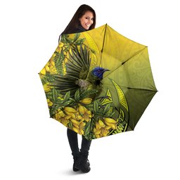 New Zealand Bellbird Umbrella With Kowhai Flowers
