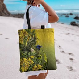 New Zealand Bellbird Tote Bag With Kowhai Flowers