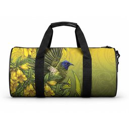 New Zealand Bellbird Duffle Bag With Kowhai Flowers