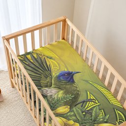 New Zealand Bellbird Baby Bed Cover With Kowhai Flowers