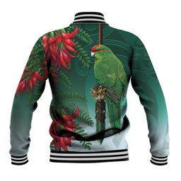 New Zealand Parakeet Bird Baseball Jacket With Kakabeak Flowers