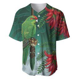 New Zealand Parakeet Bird Baseball Jersey With Kakabeak Flowers
