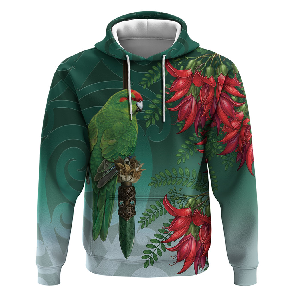 New Zealand Parakeet Bird Hoodie With Kakabeak Flowers