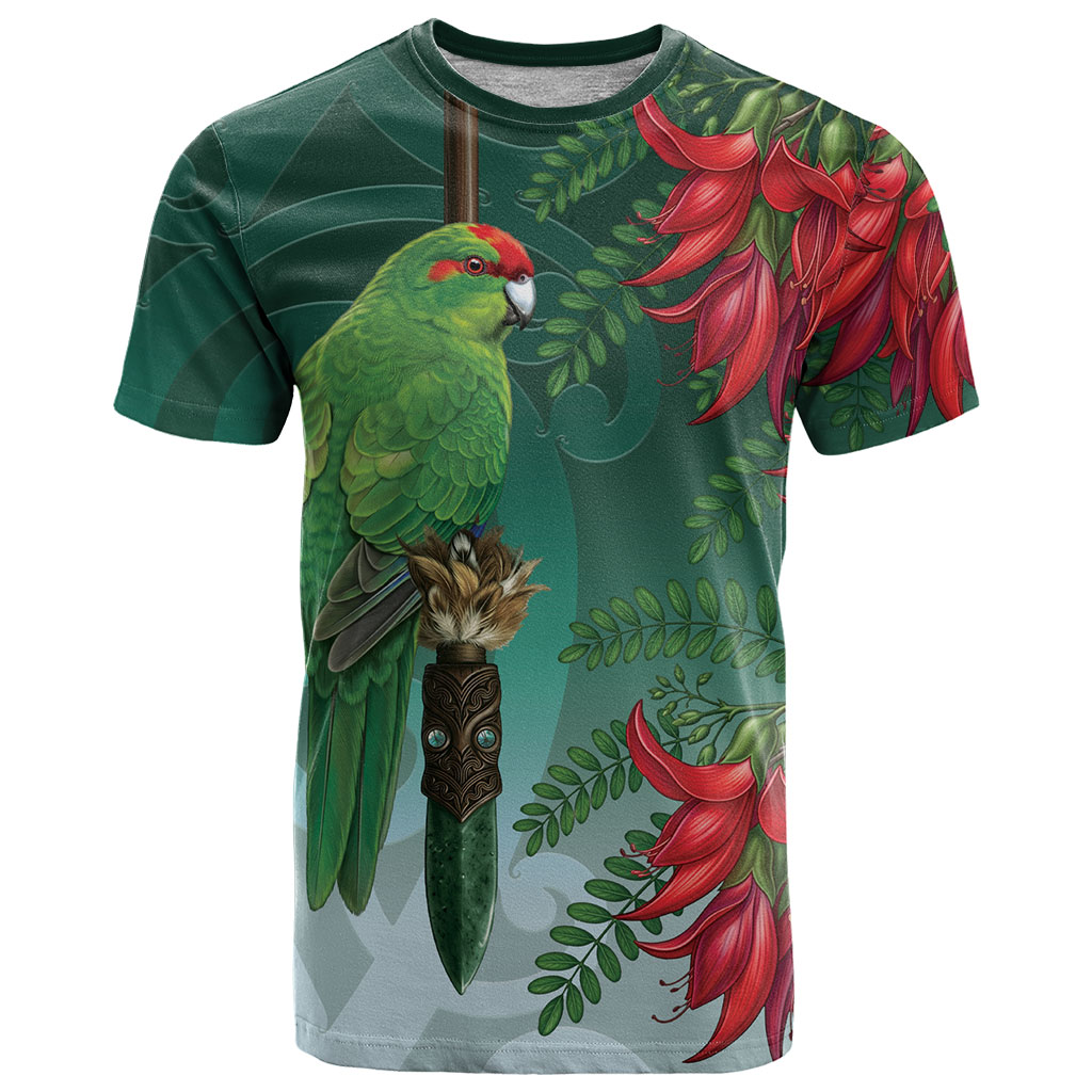 New Zealand Parakeet Bird T Shirt With Kakabeak Flowers