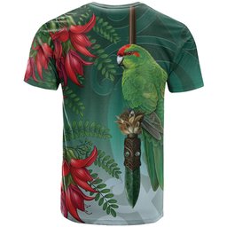 New Zealand Parakeet Bird T Shirt With Kakabeak Flowers