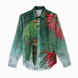 New Zealand Parakeet Bird Women Casual Shirt With Kakabeak Flowers