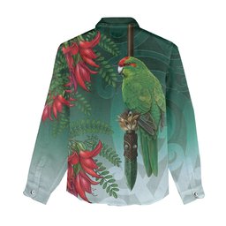 New Zealand Parakeet Bird Women Casual Shirt With Kakabeak Flowers