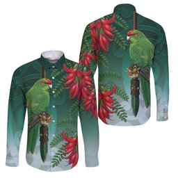 New Zealand Parakeet Bird Family Matching Tank Maxi Dress and Hawaiian Shirt With Kakabeak Flowers