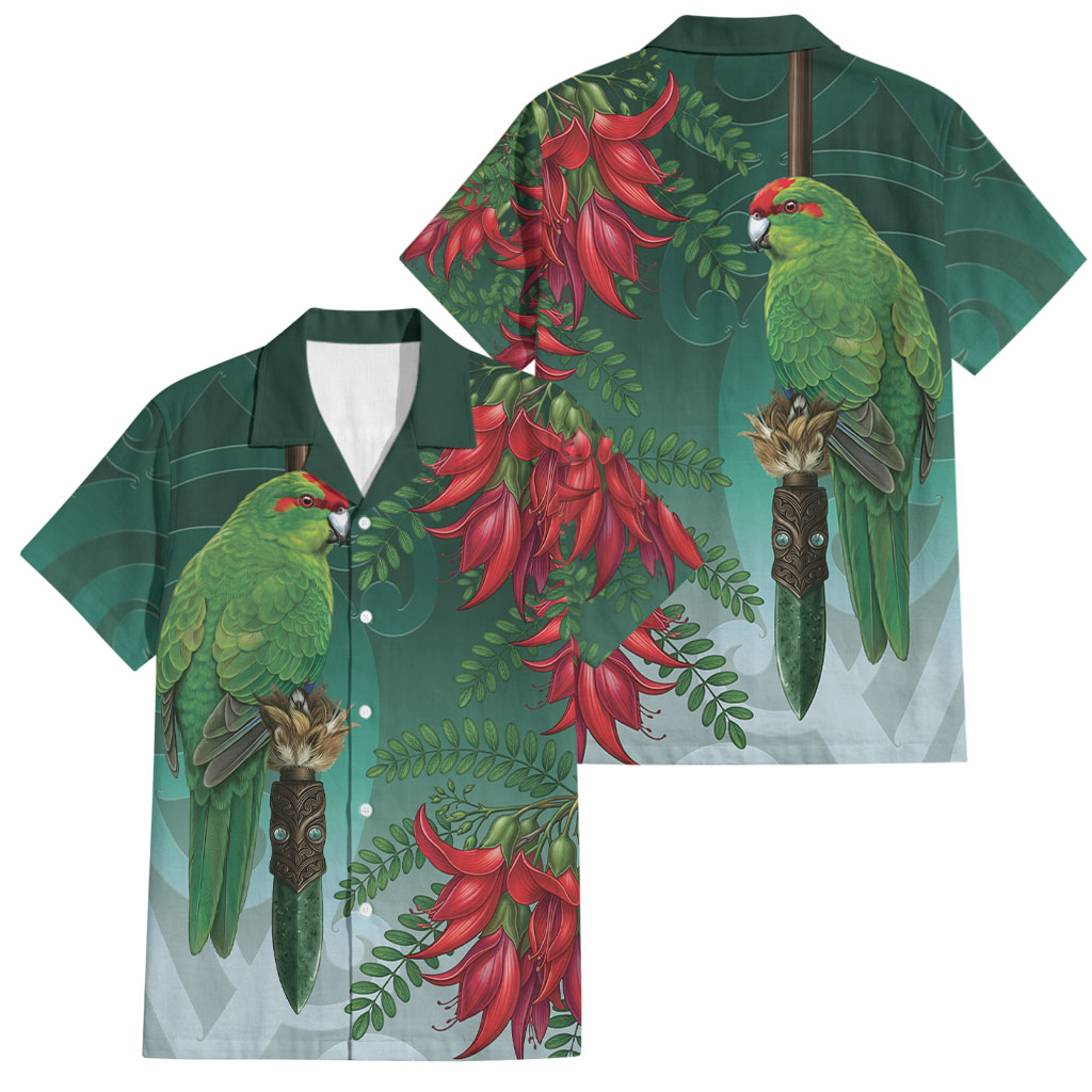 New Zealand Parakeet Bird Family Matching Puletasi and Hawaiian Shirt With Kakabeak Flowers