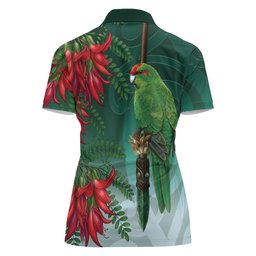 New Zealand Parakeet Bird Women Polo Shirt With Kakabeak Flowers