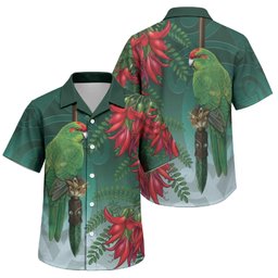 New Zealand Parakeet Bird Family Matching Puletasi and Hawaiian Shirt With Kakabeak Flowers