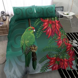 New Zealand Parakeet Bird Bedding Set With Kakabeak Flowers