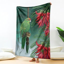 New Zealand Parakeet Bird Blanket With Kakabeak Flowers