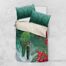 New Zealand Parakeet Bird Bedding Set With Kakabeak Flowers